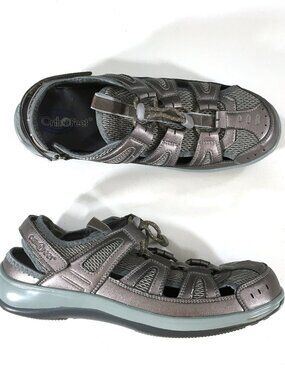 Orthofeet Verona Fisherman Sandals Womens Size 11 B Silver 997